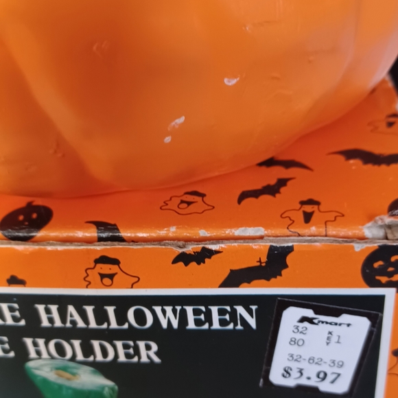 VINTAGE 1992 Four Star Hand Painted CERAMIC Pumpkin Candle 3.75"x3.50"x3.50" - Picture 7 of 16